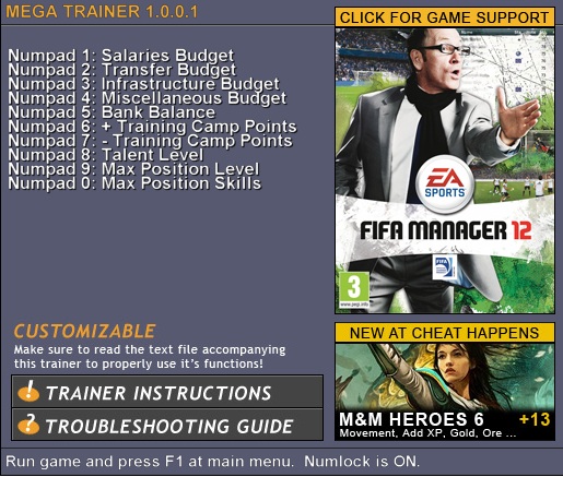 скачать FIFA Manager 12 +10 трейнер
