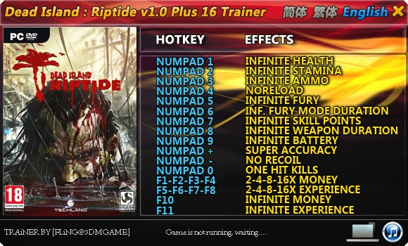скачать Dead Island - Riptide: +16 Трейнер/Trainer [1.0 / 1.4.0] {FLiNG}