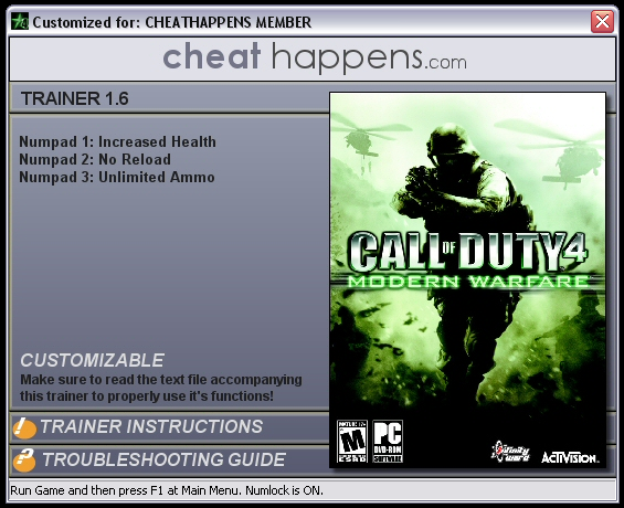 скачать Call of Duty 4: Modern Warfare (1.6) +3 трейнер