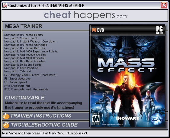 скачать Mass Effect (1.0) +17 трейнер