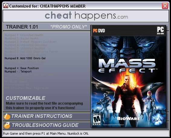 скачать Mass Effect (1.01) +3 трейнер