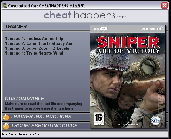 скачать Sniper: Art of Victory (1.0) +4 трейнер