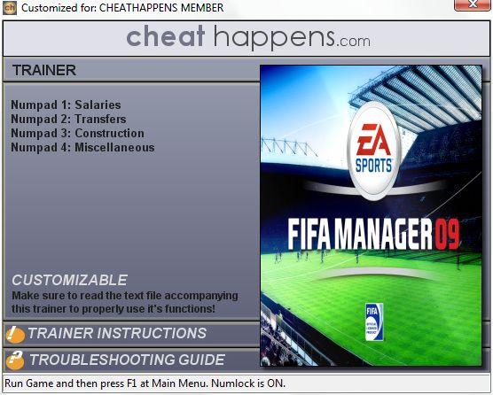 скачать FIFA Manager 2009 +4 трейнер (1.0)