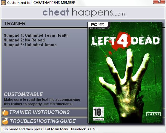скачать Left 4 Dead +3 трейнер (Steam)