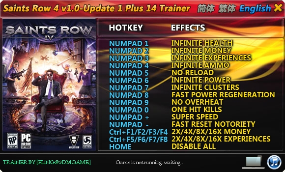 скачать Saints Row 4: +14 трейнер/Trainer [1.0 & Update 1] {FLiNG}