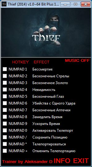 скачать Thief (2014) +10 трейнер/Trainer [1.064 Bit] {Aleksander D}