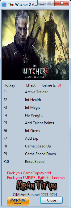 скачать The Witcher 2 ~ Assassins of Kings: Трейнер/Trainer (+8) [Latest Steam] 