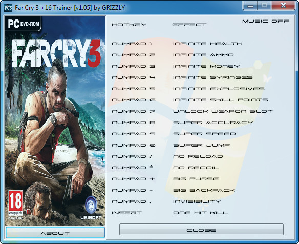 скачать Far Cry 3: Трейнер/Trainer (+16) [1.05]