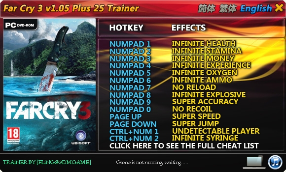 скачать Far Cry 3: Трейнер/Trainer (+25) [1.05]