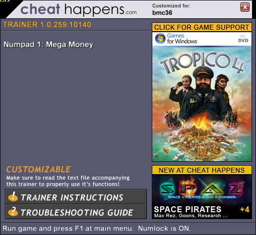 скачать Tropico 4: Трейнер/Trainer (деньги / money)[1.0.259.10140]