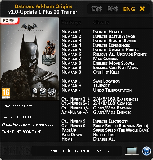 скачать Batman ~ Arkham Origins: Трейнер/Trainer (+21) [1.0 ~ Update 5] 