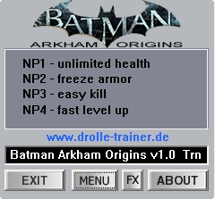 скачать Batman ~ Arkham Origins: Трейнер/Trainer (+4) [1.0]
