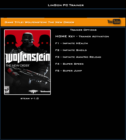 скачать Wolfenstein ~ The New Order: Трейнер/Trainer (+5) [1.0]