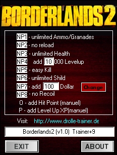 скачать Borderlands 2: Трейнер/Trainer (+9) [1.0: Final Version]