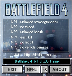 скачать Battlefield 4: Трейнер/Trainer (+6) [1.0 ~ 32 Bit / 1.2 ~ 64 Bit] 