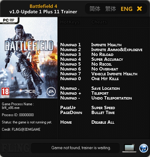 скачать Battlefield 4: Трейнер/Trainer (+11) [1.0 ~ Update 2: 32/64 Bit]