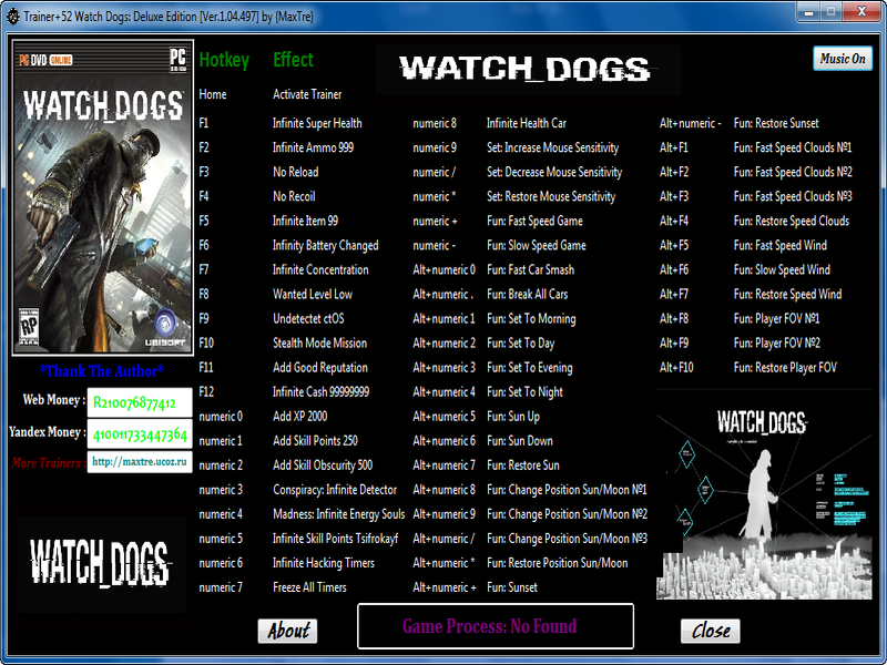 скачать Watch Dogs: Deluxe Edition: Трейнер/Trainer (+52) [1.04.497]