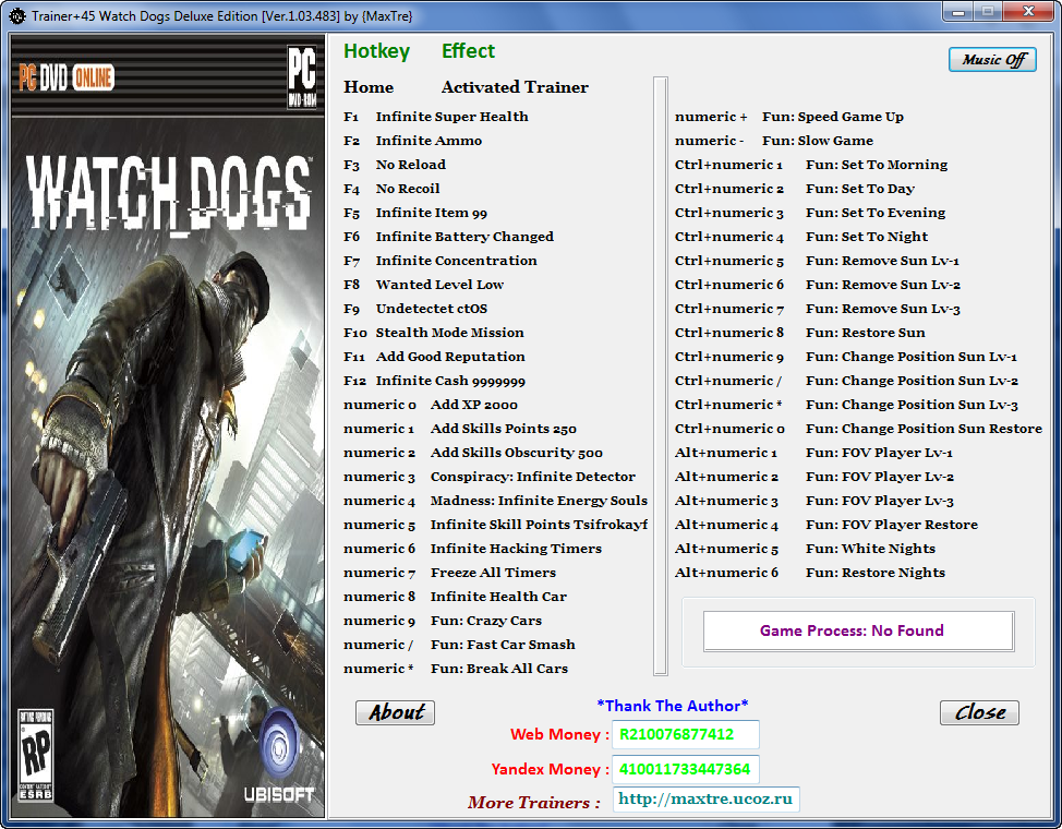 скачать Watch_Dogs: Трейнер/Trainer (+45) [1.03.483]