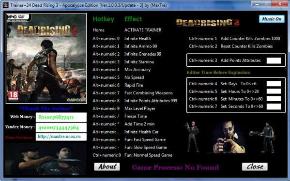 скачать Dead Rising 3 - Apocalypse Edition: Трейнер/Trainer (+24) [1.0.0.3 / Update - 3]