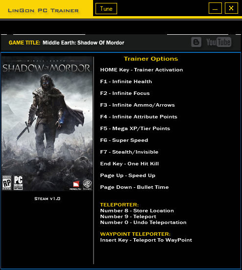 скачать Middle-earth: Shadow of Mordor: Трейнер/Trainer (+13) [1.0]