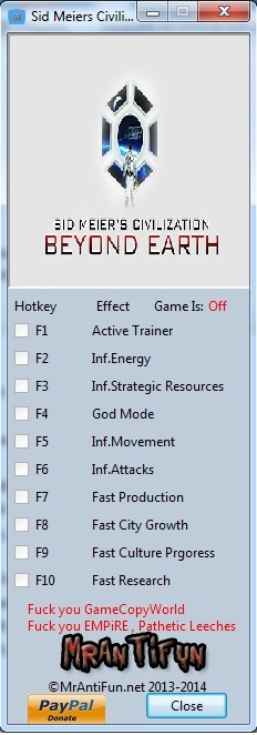 скачать Sid Meier's Civilization: Beyond Earth: Трейнер/Trainer (+9) [1.0.0.574] 