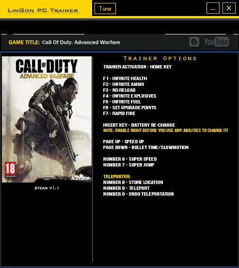 скачать Call of Duty ~ Advanced Warfare: Трейнер/Trainer (+14) [1.1]