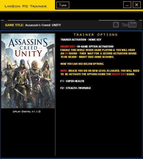 скачать Assassin's Creed ~ Unity: Трейнер/Trainer (+2) [1.1.0]