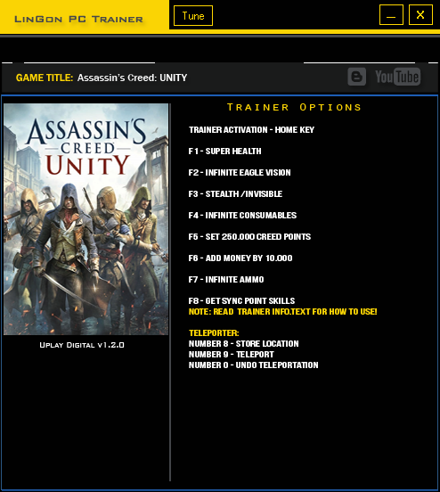 скачать Assassin's Creed ~ Unity: Трейнер/Trainer (+10) [1.2.0]