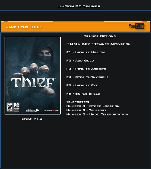 скачать Thief (2014): Трейнер/Trainer (+8) [1.0: 32 Bit] 