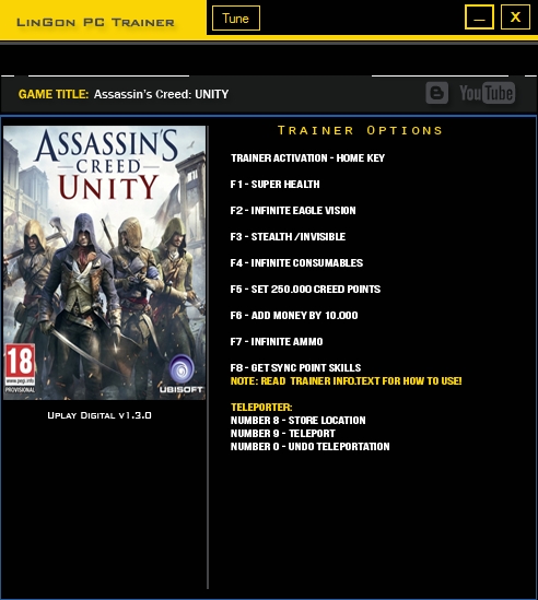 скачать Assassin's Creed Unity: Трейнер/Trainer (+10) [1.3.0]