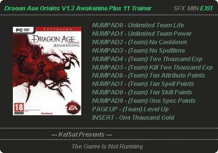скачать Dragon Age: Origins - Awakening: Трейнер (+11) [1.3]