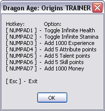 скачать Dragon Age: Origins: Трейнер (+7) [1.01]
