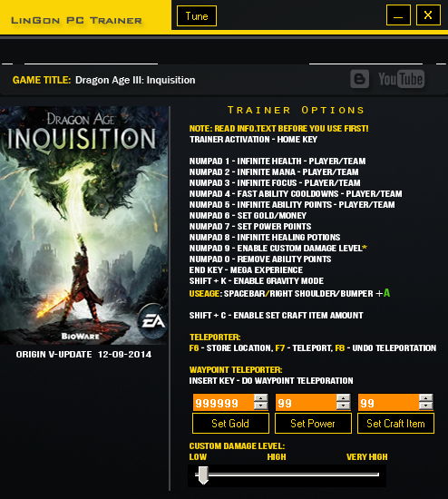 скачать Dragon Age ~ Inquisition: Трейнер/Trainer (+16) [Update 09.12.2014] 
