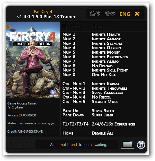 скачать Far Cry 4: Трейнер/Trainer (+18) [1.4.0-1.5.0] 