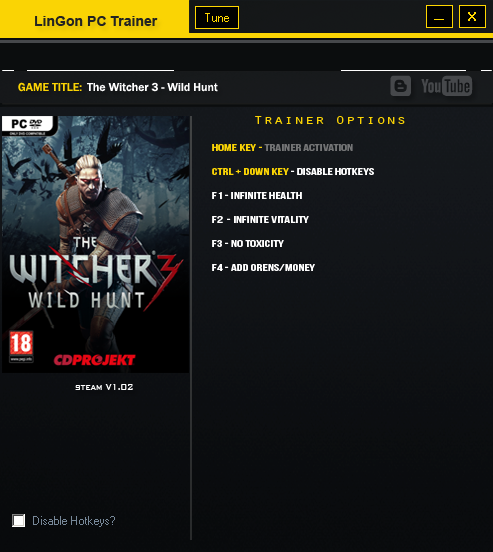 скачать The Witcher 3: Wild Hunt / Ведьмак 3: Дикая Охота: Трейнер/Trainer (+4) [1.02] 