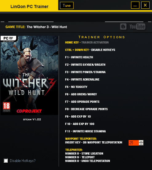 скачать The Witcher 3: Wild Hunt / Ведьмак 3: Дикая Охота: Трейнер/Trainer (+14) [1.02] 