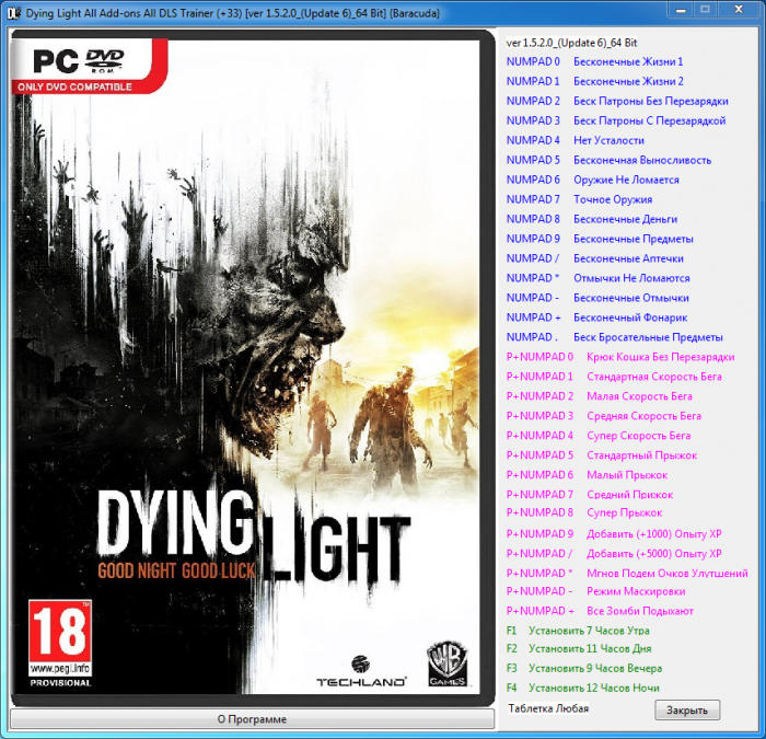 скачать Dying Light - All DLC: Трейнер/Trainer (+33) [1.5.2.0_(Update 6)_64 Bit] 