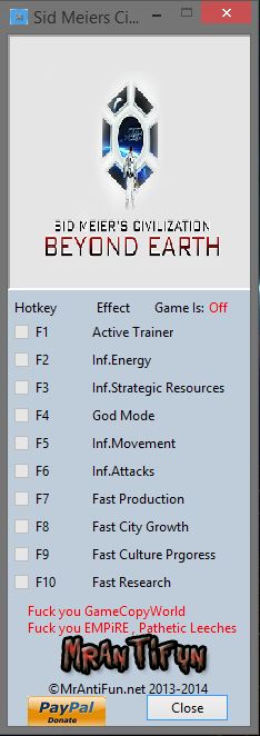 скачать Sid Meier's Civilization: Beyond Earth: Трейнер/Trainer (+9) [1.0.2.666]