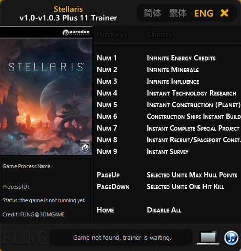 скачать Stellaris: Трейнер/Trainer (+11) [1.0-1.0.3]