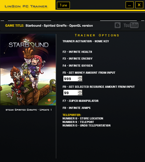 скачать Starbound: Трейнер/Trainer (+9) [Upbeat Giraffe: Update 1 - OpenGL Version]