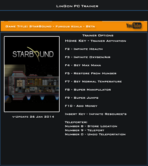 скачать Starbound - Furious Koala: Трейнер/Trainer (+11) [Update: 26.01.14: Beta]