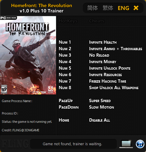 скачать Homefront: The Revolution: Трейнер/Trainer (+10) [1.0]