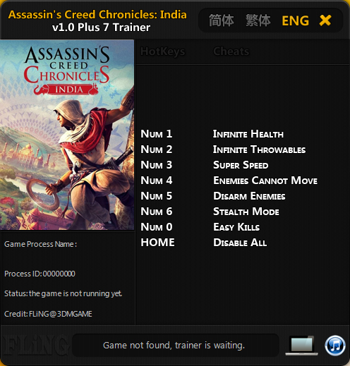 скачать Assassin's Creed Chronicles: India: Трейнер/Trainer (+7) [1.0]