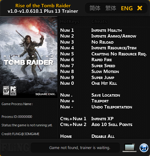 скачать Rise of the Tomb Raider: Трейнер/Trainer (+13) [1.0 - 1.0.610.1] 
