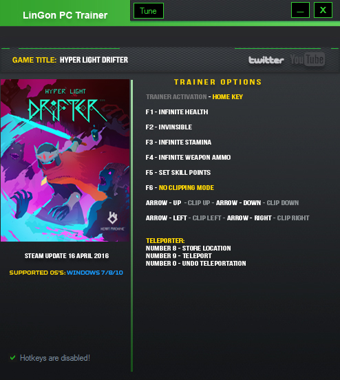 скачать Hyper Light Drifter: Трейнер/Trainer (+7) [Update 16 April 2016] 