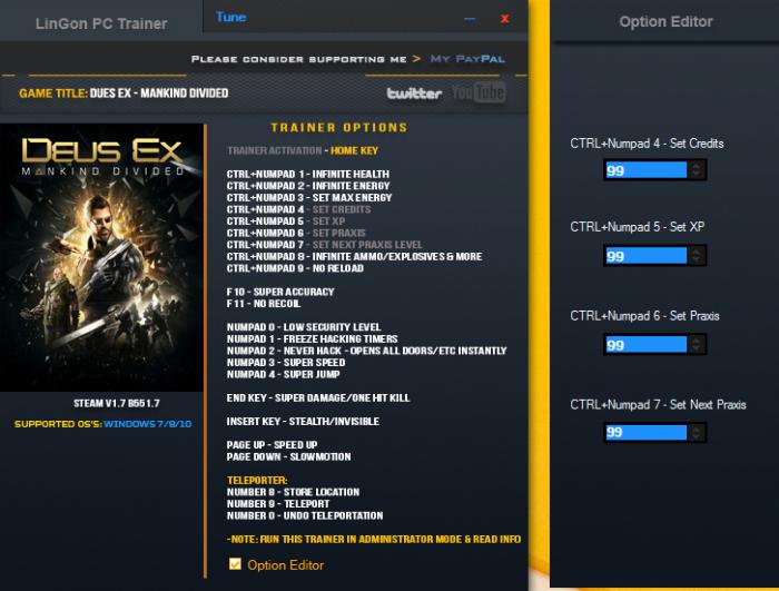 скачать Deus Ex: Mankind Divided: Трейнер/Trainer (+22) [1.7 B55 1.7] 