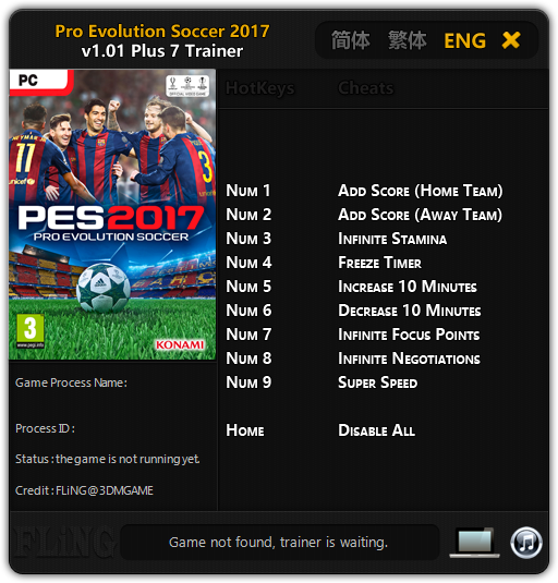 скачать Pro Evolution Soccer 2017: Трейнер/Trainer (+7) [1.01]