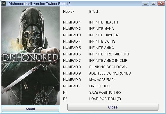 скачать Dishonored: Трейнер/Trainer (+12) [All Versions] 