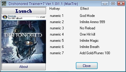 скачать Dishonored: Трейнер/Trainer (+7) [1.0/1.1]