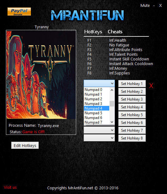 скачать Tyranny: Трейнер/Trainer (+8) [1.0.0.0008]